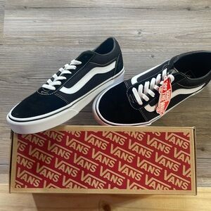 Vans Black Ward Old Skool Skate Shoes Men's 10 Suede Canvas White Stripe New